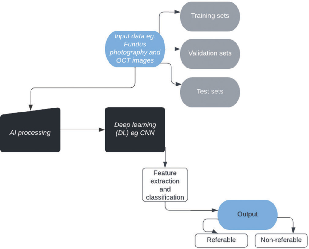 Flow chart explaining the artificial intelligence process.